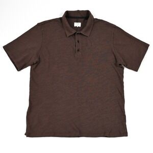 Rag & Bone Polo Shirt Mens L Heather Brown 100% Cotton Short Sleeve Lightweight